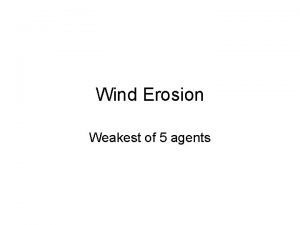 Wind Erosion Weakest of 5 agents Wind is