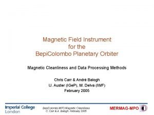 Magnetic Field Instrument for the Bepi Colombo Planetary