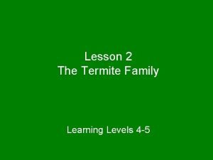 Lesson 2 The Termite Family Learning Levels 4