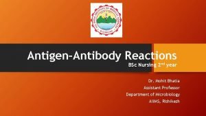 AntigenAntibody Reactions BSc Nursing 2 nd year Dr