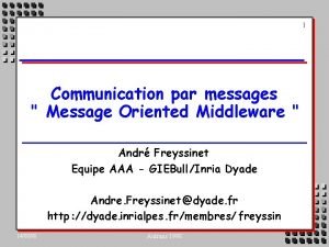 1 Communication par messages Message Oriented Middleware Andr