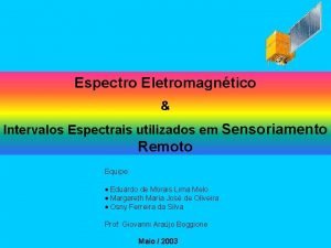 Espectro Eletromagntico Intervalos Espectrais utilizados em Sensoriamento Remoto