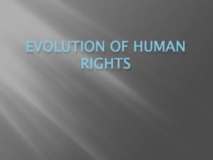 EVOLUTION OF HUMAN RIGHTS International History The code