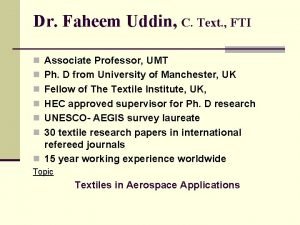 Dr Faheem Uddin C Text FTI n Associate