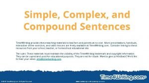 Simple Complex and Compound Sentences Time 4 Writing