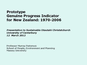 Prototype Genuine Progress Indicator for New Zealand 1970