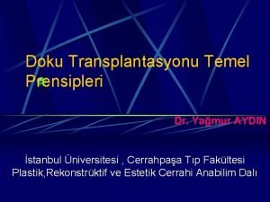 Doku Transplantasyonu Temel Prensipleri Dr Yamur AYDIN stanbul