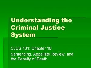 Understanding the Criminal Justice System CJUS 101 Chapter