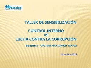 TALLER DE SENSIBILIZACIN CONTROL INTERNO VS LUCHA CONTRA