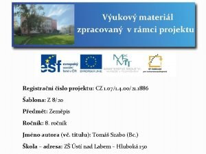 Vukov materil zpracovan v rmci projektu Registran slo