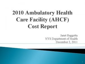 Ahcf cost report