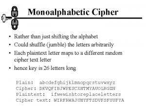Mono alphabetic cipher