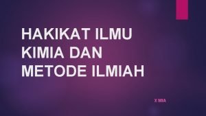 Contoh metode ilmiah kimia