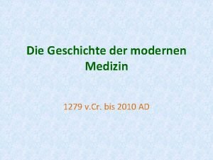 Die Geschichte der modernen Medizin 1279 v Cr