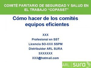 COMIT PARITARIO DE SEGURIDAD Y SALUD EN EL