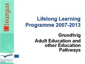 Lifelong Learning Programme 2007 2013 Grundtvig Adult Education