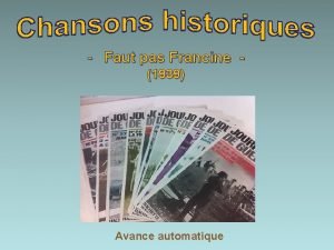 Faut pas Francine 1939 Avance automatique Mfie toi