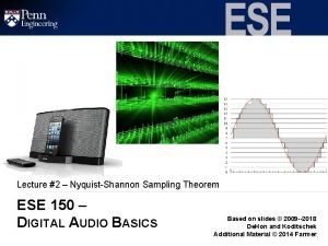 Lecture 2 NyquistShannon Sampling Theorem ESE 150 DIGITAL