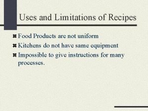 Standardized recipe example