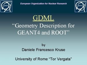 European Organization for Nuclear Research GDML Geometry Description