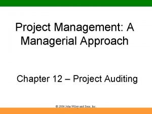 Project Management A Managerial Approach Chapter 12 Project