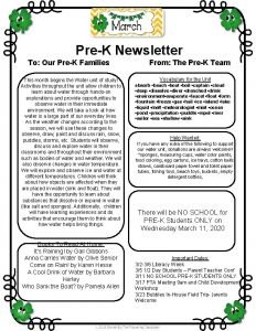 Prek newsletter