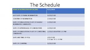The Schedule ISSUE OF NOTIFICATION BY DCSDO 9112018