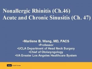 Nonallergic Rhinitis Ch 46 Acute and Chronic Sinusitis