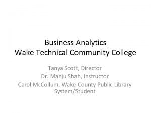 Wake tech business analytics