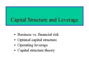 Business risk and financial risk leverage
