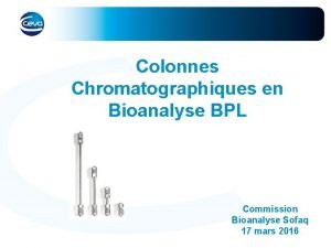 Colonnes Chromatographiques en Bioanalyse BPL Commission Bioanalyse Sofaq