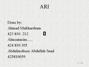 ARI Done by Ahmad Mukharsham 423 810 212