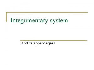 Integumentary system And its appendages Membranes n n