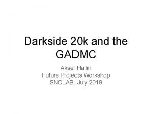 Darkside 20 k and the GADMC Aksel Hallin