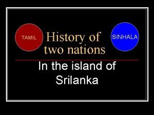 TAMIL History of two nations SINHALA In the