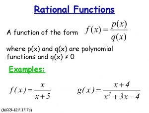 Rational function vertex form