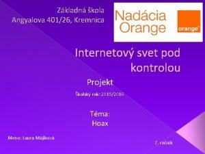 Zkladn kola Angyalova 40126 Kremnica Internetov svet pod