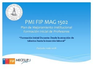 PMI FIP MAG 1502 Plan de Mejoramiento Institucional