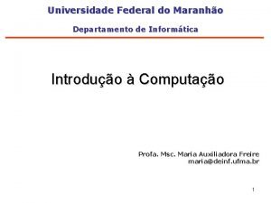 Universidade Federal do Maranho Departamento de Informtica Introduo
