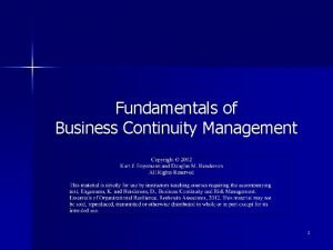 Business continuity management