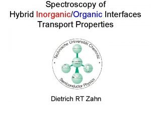 Spectroscopy of Hybrid InorganicOrganic Interfaces Transport Properties Dietrich