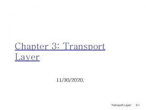 Chapter 3 Transport Layer 11302020 Transport Layer 3