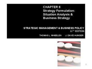 CHAPTER 6 Strategy Formulation Situation Analysis Business Strategy