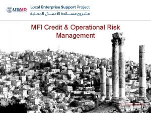 MFI Credit Operational Risk Management Notes Marker and