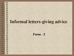 Example informal letter giving advice