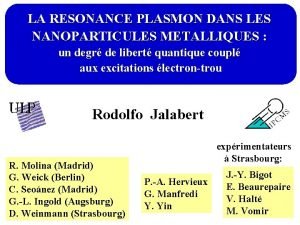 LA RESONANCE PLASMON DANS LES NANOPARTICULES METALLIQUES un