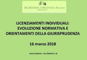 LICENZIAMENTI INDIVIDUALI EVOLUZIONE NORMATIVA E ORIENTAMENTI DELLA GIURISPRUDENZA