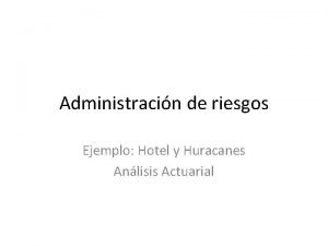 Administracin de riesgos Ejemplo Hotel y Huracanes Anlisis