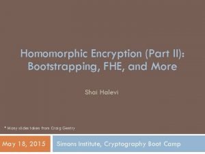 Homomorphic Encryption Part II Bootstrapping FHE and More