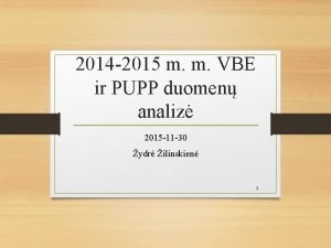 2014 2015 m m VBE ir PUPP duomen